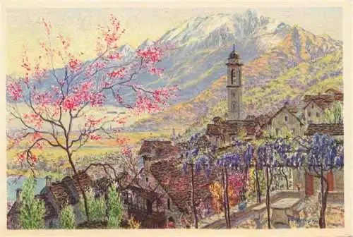 AK / Ansichtskarte  Brione-Verzasca_Minusio_Locarno_TI in primavera Kuenstlerkarte