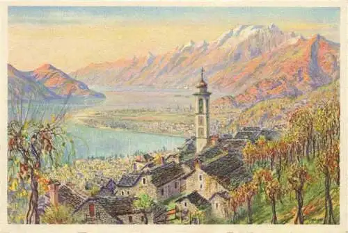 AK / Ansichtskarte  Brione-Verzasca_Minusio_Locarno_TI Locarno visto da Brione Kuenstlerkarte