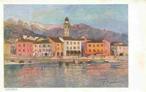 AK / Ansichtskarte  Ascona_Lago_Maggiore_TI Ansicht vom See aus Kuenstlerkarte