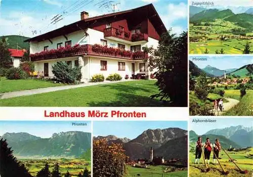 AK / Ansichtskarte  Pfronten_Bayern Landhaus Moerz Zugspitze Ortsansichten Alphornblaeser