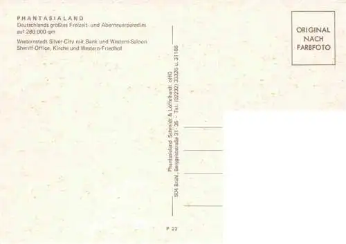 AK / Ansichtskarte  BRueHL__Rheinland Phantasialand Weiterstadt Silver City mit Bank und Westernsaloon Sheriff Office Kirche und Western Friedhof