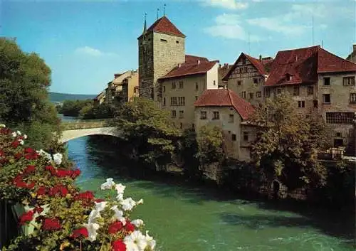 AK / Ansichtskarte  BRUGG_AG Schwarzer Turm mit Aarebruecke