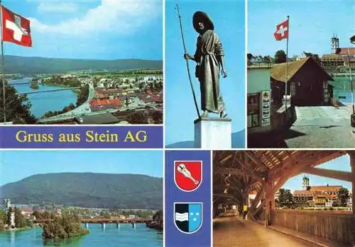 AK / Ansichtskarte  Stein_AG Rheinpartie Denkmal St Fridolin Panorama Gedeckte Bruecke