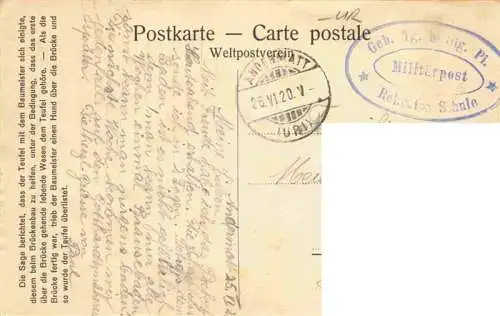 AK / Ansichtskarte  Andermatt_UR Teufelsbruecke Zeichnung Militaerpost
