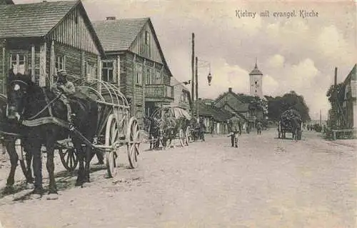 AK / Ansichtskarte 73991209 Kielmy_Kelme_Latvia Strassenpartie mit ev Kirche