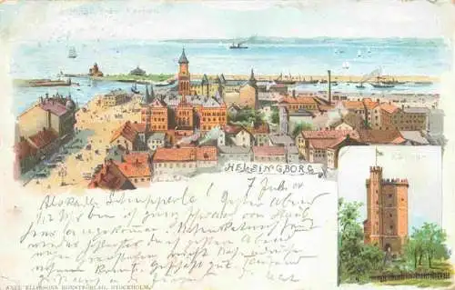 AK / Ansichtskarte  Helsingborg_Haelsingborg_Sweden Panorama Kaernan Turm Litho