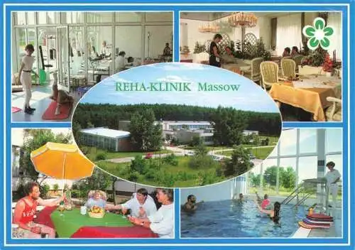 AK / Ansichtskarte 73991307 Massow_Freidorf Reha Klinik Massiv Therapie Gastraum Terrasse Bewegungsbad