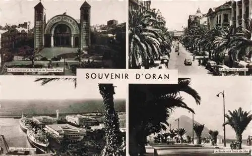 AK / Ansichtskarte  ORAN_Algerie La Cathédrale et la Statue de Jeanne d'Arc Les Gares Maritimes Le Boulevard Gallieni Le Boulevard Front de Mer