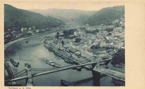 AK / Ansichtskarte  Tetschen-Bodenbach_Boehmen_DECIN_CZ Panorama Kettenbruecke