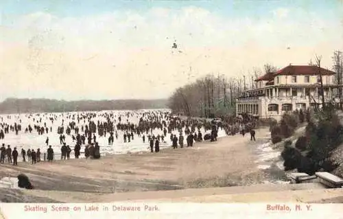 AK / Ansichtskarte 73991436 Buffalo_New_York_USA Skating Scene on Lake in Delaware Park