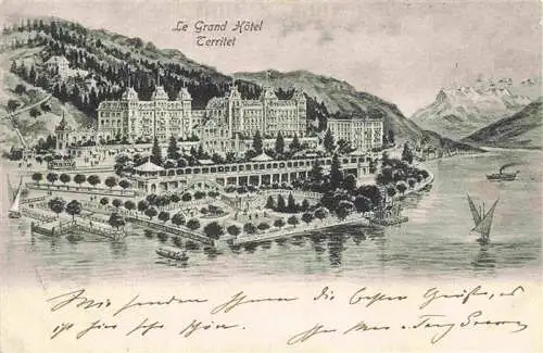 AK / Ansichtskarte  Territet_Montreux_VD Grand Hotel Lac Léman Alpes Kuenstlerkarte