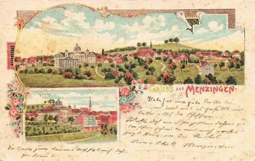 AK / Ansichtskarte  Menzingen__ZG Panorama Ansicht mit Kirche Litho