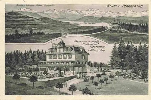 AK / Ansichtskarte  Pfannenstiel_Staefa_ZH Panorama Alpen Restaurant Kurhaus Hochwacht Litho