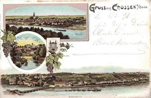 AK / Ansichtskarte  Crossen__Oder_Krosno_Odrzanskie_PL Panorama Blick von der Fischerei nach dem Silberberg Bergseite Litho Deutsche Reichspost