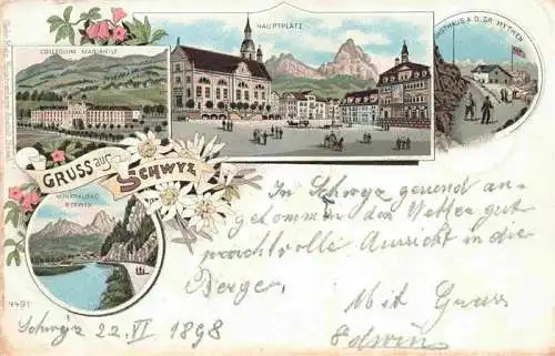 AK / Ansichtskarte  SCHWYZ_SZ Collegium Mariahilf Hauptplatz Gasthaus Gr Mythen Mineralbad Seewen