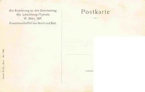 AK / Ansichtskarte  Loetschberg_BE Durchschlag des Loetschbergtunnels 1911 Mr Wiriot Mr Prudhumme Mr Moreau Mr Rothpletz Mr Zurcher