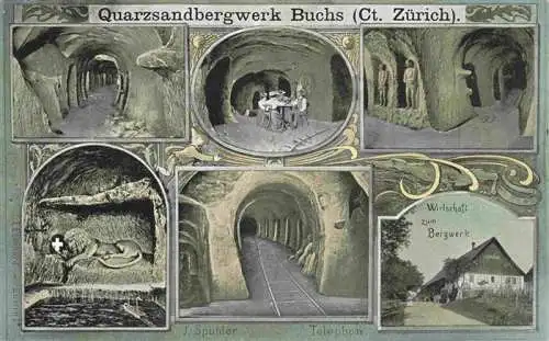 AK / Ansichtskarte  Buchs_ZH Quarzsandbergwerk Teilansichten Wirtschaft zum Bergwerk