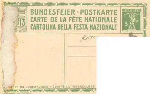 AK / Ansichtskarte  RueTI__ZH Plakat Bundesfeier 1913