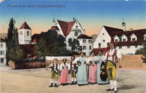 AK / Ansichtskarte  Appenzeller_Land_IR Ortsmotiv mit Trachtengruppe