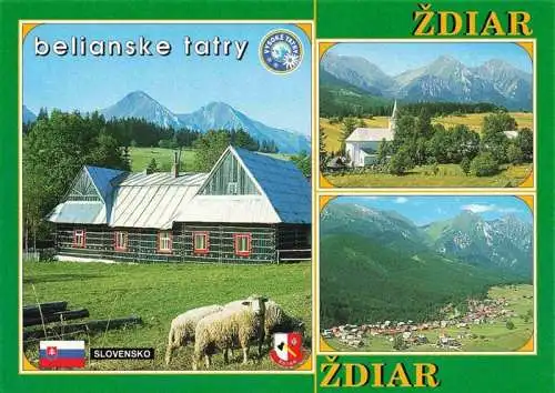 AK / Ansichtskarte  Zdiar_Vysoke_Tatry_SK Typicky Zdiarsky Domcek Miestny Rimskokatolicky Kostol Pohlad na Obec Zdiar z Magury