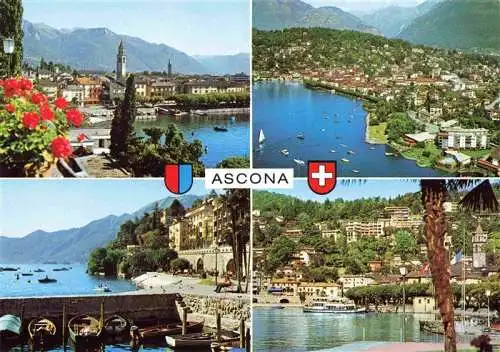 AK / Ansichtskarte  Ascona_Lago_Maggiore_TI Ortspartien Fliegeraufnahme Hafen