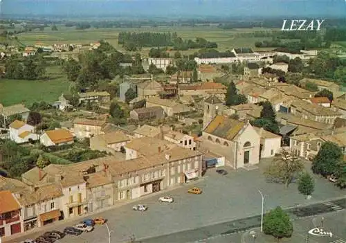 AK / Ansichtskarte  Lezay Le centre du bourg Vue aerienne