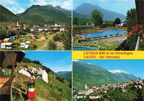 AK / Ansichtskarte  Latsch_Laces_Vinschgau_IT Campingplatz Schwimmbad Seilbahn St Martin Tausch