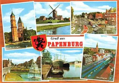 AK / Ansichtskarte  Papenburg_Ems St Michael Mauers Muehle Centrum Splitting Hafen Hauptbahnhof