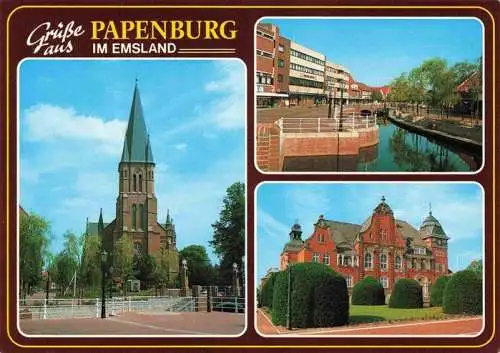AK / Ansichtskarte 73992017 Papenburg_Ems Kirche Emskanal Schloss
