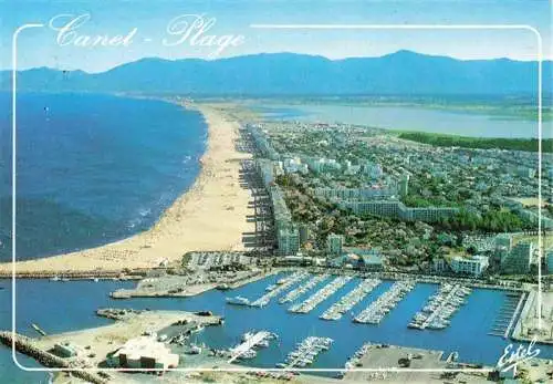 AK / Ansichtskarte  Canet_-Plage_66_Pyrenees-Orientales Vue aerienne du port de plaisance et de la plage Au fond les Albers