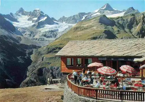 AK / Ansichtskarte  Zermatt_VS Restaurant Sunnegga mit Obergabelhorn Wellenkuppe und Zinalrothorn