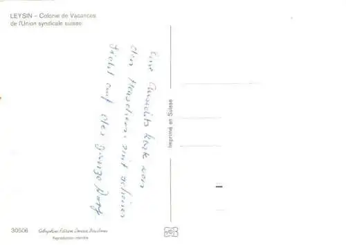 AK / Ansichtskarte  Leysin_VD Colonie de Vacances de l'Union syndicale suisse