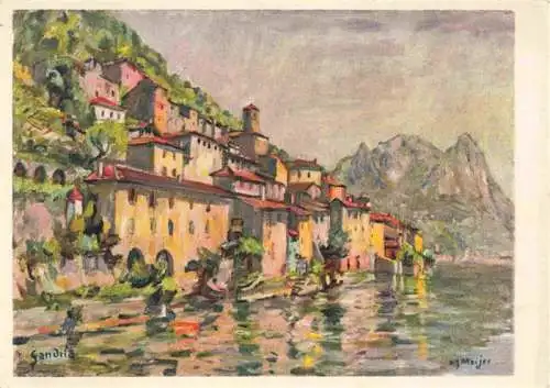 AK / Ansichtskarte  Gandria_Lago_di_Lugano Ansicht mit Pizzo di Cressogno Fritz Meijer Kuenstlerkarte