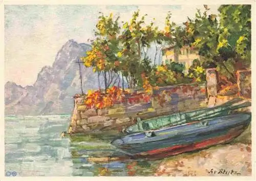 AK / Ansichtskarte  San_Domenico_Lugano_TI Uferpartie am See Kuenstlerkarte