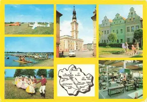 AK / Ansichtskarte 73992369 Ziemia_Leszczynska Flugplatz Strand Kirche Schloss Tanzgruppe