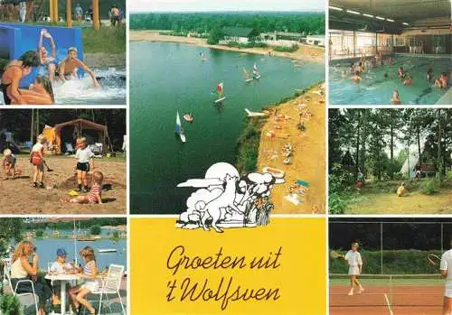 AK / Ansichtskarte  Mierlo Ferienpark 't Wolfsven Kinderspielplatz Hallenbad Fliegeraufnahme Tennisplatz