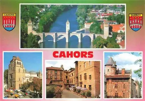 AK / Ansichtskarte  Cahors-en-Quercy_46_Lot Le Pont Valentre La Cathedrale La Place Maison Henri IV