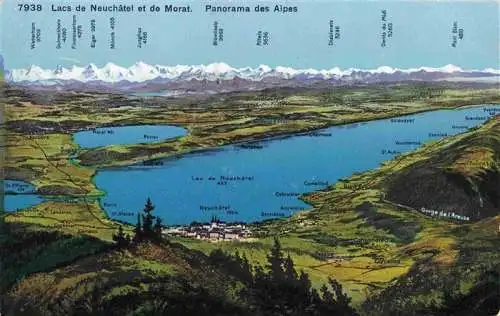 AK / Ansichtskarte  Morat_Murten_FR Lacs de Neuchatel Panorama des Alpes