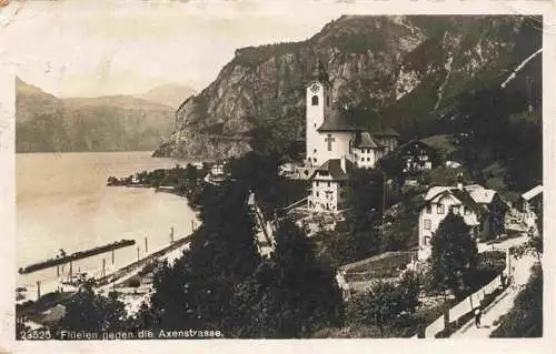 AK / Ansichtskarte  Flueelen_Vierwaldstaettersee_UR mit der Axenstrasse