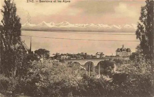 AK / Ansichtskarte 13992781 Serrieres__Neuchatel_NE et les Alpes