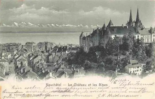 AK / Ansichtskarte 13992782 Neuchatel_NE Le Chateau et les Alpes