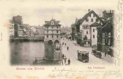 AK / Ansichtskarte  Strassenbahn_Tramway-- Zuerich Am Limatquai