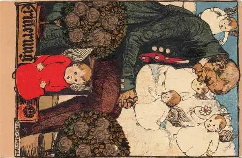 AK / Ansichtskarte  Spiegel_Ferdinand_Kuenstlerlitho Erinerung Mann Engeln