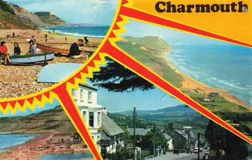 AK / Ansichtskarte 73993015 Charmouth_Dorset_UK Kuestenpanorama Strand Ortspartie Luftaufnahme