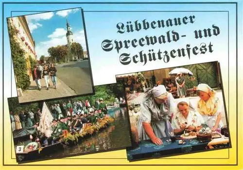 AK / Ansichtskarte 73993124 Luebbenau_Spreewald Luebbenauer Spreewald und Schuetzenfest Kahnkorso Heimisches Handwerk Ortspartie