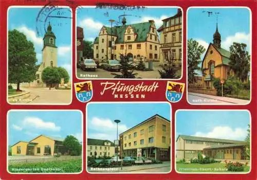 AK / Ansichtskarte  Pfungstadt Ev Kirche Rathaus Kath Kirche Kindergarten Rathausplatz Friedrich Ebert Schule