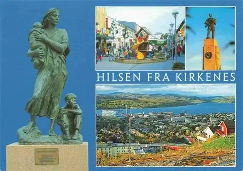 AK / Ansichtskarte 73993192 Kirkenes Statue Markt Denkmal Panorama