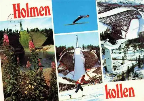 AK / Ansichtskarte 73993206 Holmenkollen_Oslo_Norway Sprungschanzen Skispringer Fliegeraufnahme