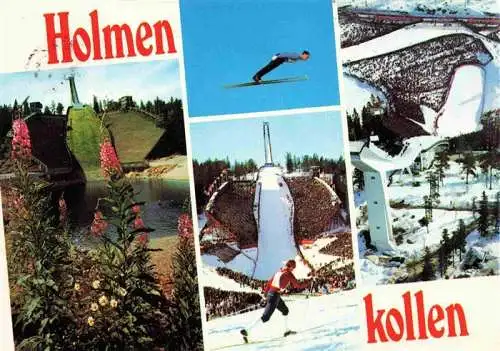 AK / Ansichtskarte  Holmenkollen_Oslo_Norway Sprungschanzen Skispringer Fliegeraufnahme