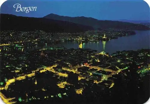 AK / Ansichtskarte 73993223 Bergen__Norge ved Natt Fliegeraufnahme